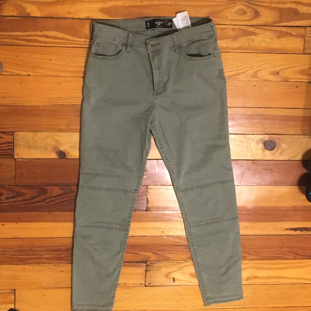 High Waisted Army Green Hollister Moto Pants